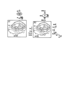 Sump-Engine/Shaft-Drive Diagram and Parts List for 0256-0261 Briggs and Stratton Engine